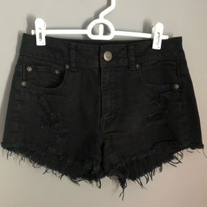American Eagle high rise black jean shorts